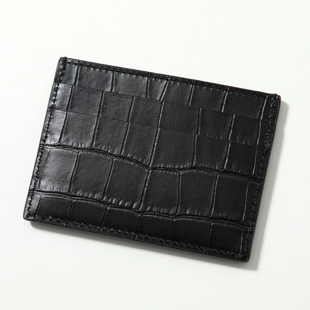 Balenciaga Card Case Wallet SIGN Crocodile Embossed Calfskin Leather Pass